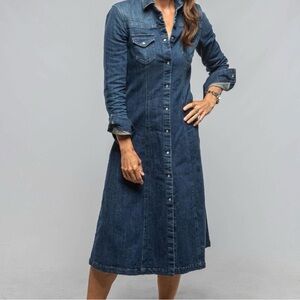 Ann Taylor | Button Up Dark Wash Denim Long Sleeve Long Shirtdress | Size 14
